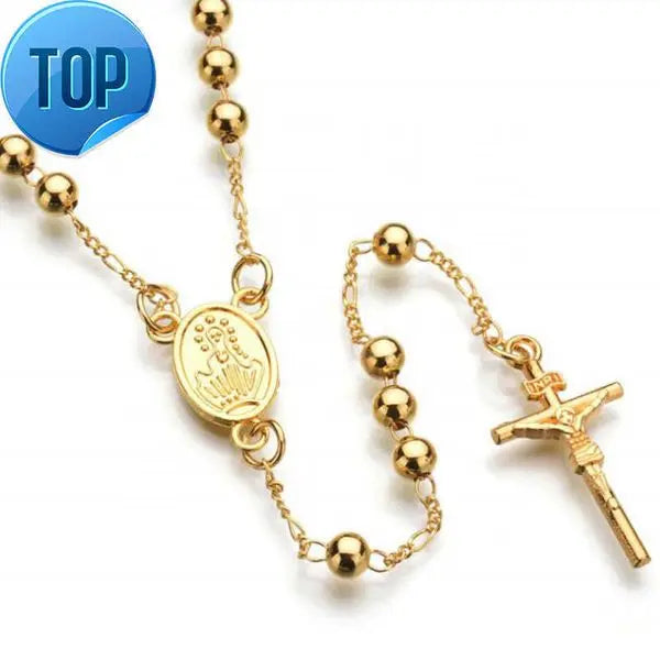 Religious Stainless Steel Bead Chain Jesus Cross Christian Rosary Necklace Great Shopping 4You