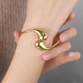 Trendy Waterdrop Titanium Bracelet with Open Design, Adjustable Gold Bangle for Women, Fashionable Elastic Handcuff Jewelry Wholesale Great Shopping 4You