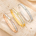 Designer Bracelet for Women Stainless Steel 18K Gold Plated Bangle Double Sided Round Shell Bangles Luxury Jewlery Designer for Women Elegant Timeless Gift Great Shopping 4You