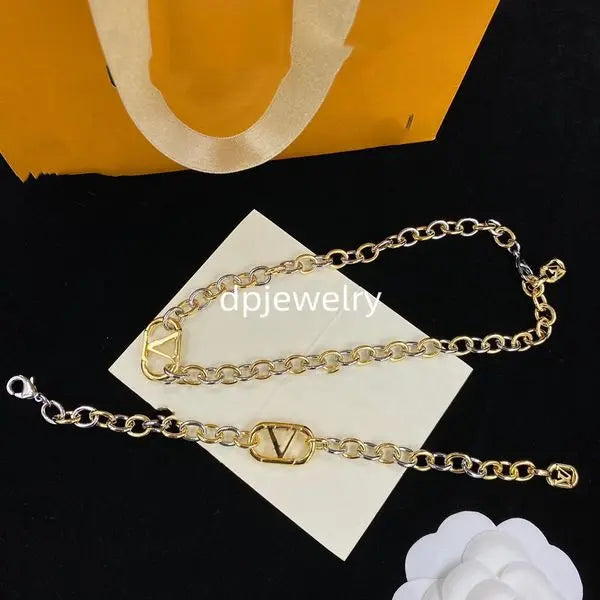 Luxury Designer Elegant Gold and Silver earring necklace Bracelet Fashion Women's Letter Pendant Clover Bracelet Wedding Special Design Jewelry Quality-1 Great Shopping 4You