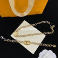 Luxury Designer Elegant Gold and Silver earring necklace Bracelet Fashion Women's Letter Pendant Clover Bracelet Wedding Special Design Jewelry Quality-1 Great Shopping 4You