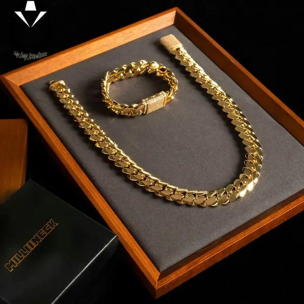 Necklace Miami Cuban Chain 18k Gold Custom Gold Cuban Link Chain 24k Gold Cuban Miami Chain 20mm Great Shopping 4You