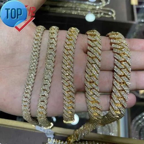 10mm 22inches Mens Real Gold Hip Hop Chains Vvs Moissanite Diamond Chain Prong Set 10k Gold Cuban Link Chain Great Shopping 4You