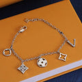 Designer Bracelet for Women Gold Plated Chain Flower Letter Pendants Gift Wristband Cuff Chain Women Bracelet for Birthday Gift Great Shopping 4You