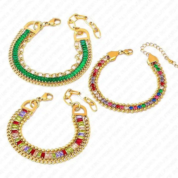 Designer Bracelet Bracelet for Women Colorful Diamond Bangle Tassel Chain Layered Bangles Luxury Jewlery Designer for Women Elegant Sparkling Timeless Gift Great Shopping 4You