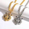 Trendy Men's Full Diamond Cuban Link Chain Necklace, High-End Hip Hop Pendant with Cross and Tiger Design Great Shopping 4You
