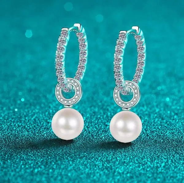 925 Sterling Silver PT950 Gold Plated Earrings, 5A Moissanite Freshwater Pearl Stud and Drop Earrings, Fashionable Chic Women's Jewelry, Wholesale in Stock Great Shopping 4You