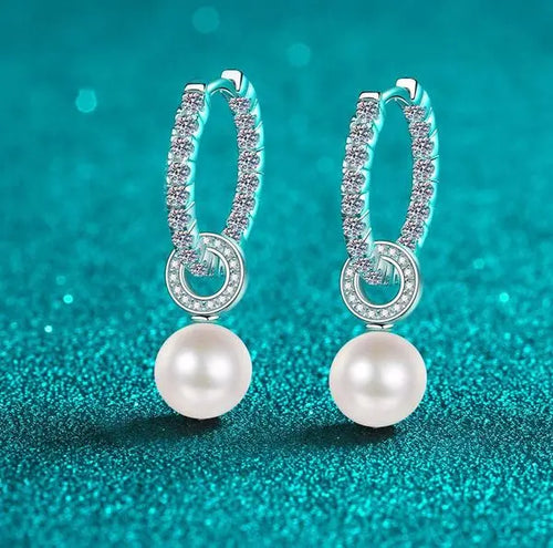 925 Sterling Silver PT950 Gold Plated Earrings, 5A Moissanite Freshwater Pearl Stud and Drop Earrings, Fashionable Chic Women's Jewelry, Wholesale in Stock Great Shopping 4You