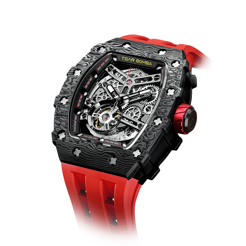 Elemental-Mechanical Watch TB8208CF - Passion Red TSAR BOMBA Watch