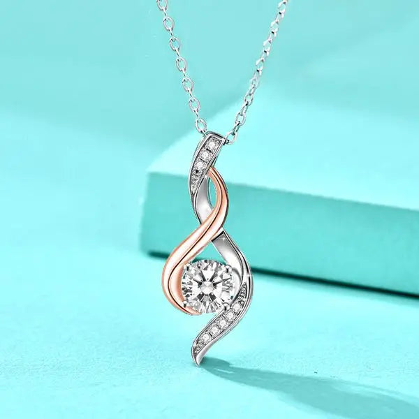 Chic Cubic Zirconia Inlaid 925 Silver Ribbon Pendent - A Radiant Addition To Your Jewellery Collectio Great Shopping 4You