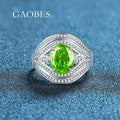 S925 Sterling Silver High-Carbon Diamond Red, Aquamarine, Pink, Green Oval Gemstone Women's Luxury High-End Fashion Ring Great Shopping 4You