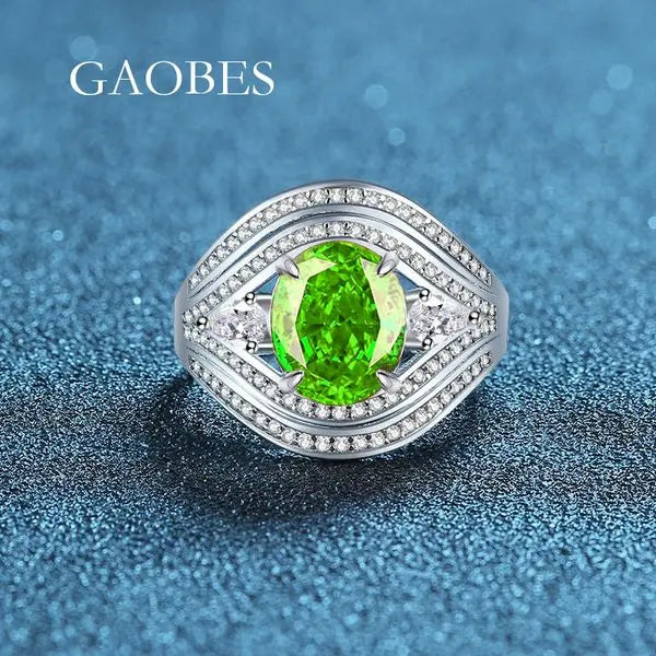 S925 Sterling Silver High-Carbon Diamond Red, Aquamarine, Pink, Green Oval Gemstone Women's Luxury High-End Fashion Ring Great Shopping 4You