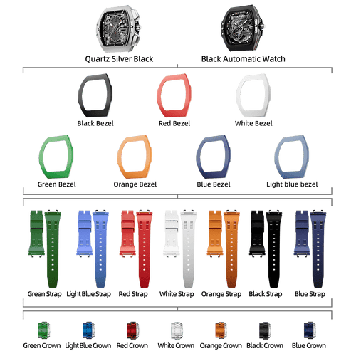Atomic-TB8218 Set(7-in-2) - Black / FluoroRubber TSAR BOMBA Watch