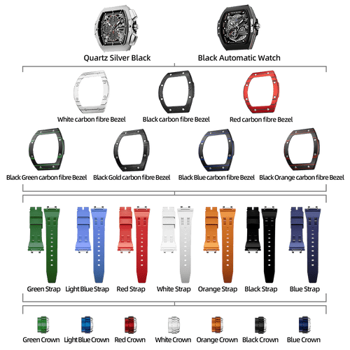 Atomic-TB8218 Set(7-in-2) - Black / Carbon Fiber TSAR BOMBA Watch