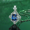 925 Sterling Silver Multi-Color Square Pendant Necklace for Women, Green, Red, Pink, Blue Gemstones, Elegant and Fashionable Jewelry Great Shopping 4You