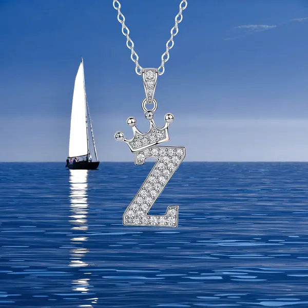 O-Z English alphabet pendant necklace 925 sterling silver Moissanite Luxurious cool popular lucky versatile design Cross-border collar necklace gift for our youth Great Shopping 4You