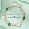 Bracelets Chain Clover Lucky Bracelet for Women, White/Black/Green Flower Four-Leaf Chain Bracelet, Fashionable Jewelry Accessory Great Shopping 4You