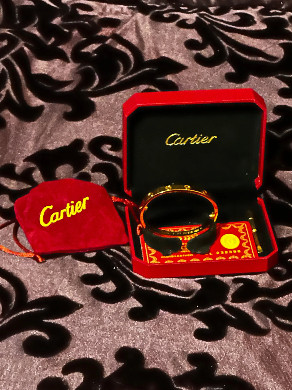 Gold Cartier Bracelet With Letter of authenticity box and gift bag. Great Shopping 4You