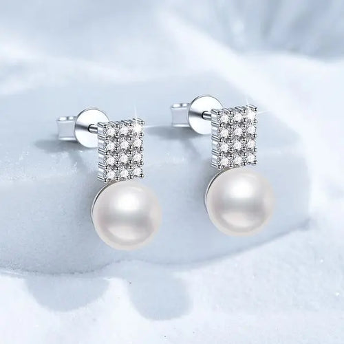 925 Sterling Silver Stud Earrings, Women's French Geometric Full Diamond D-Color 36-Point Moissanite Studs, Affordable Luxury Fashion Earrings Great Shopping 4You
