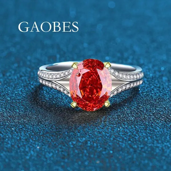 S925 Sterling Silver Ice Flower Cut Oval Shape Engagement Ring with Yellow, Pink, and Padma Red Gemstones for Weddings and Proposals Great Shopping 4You