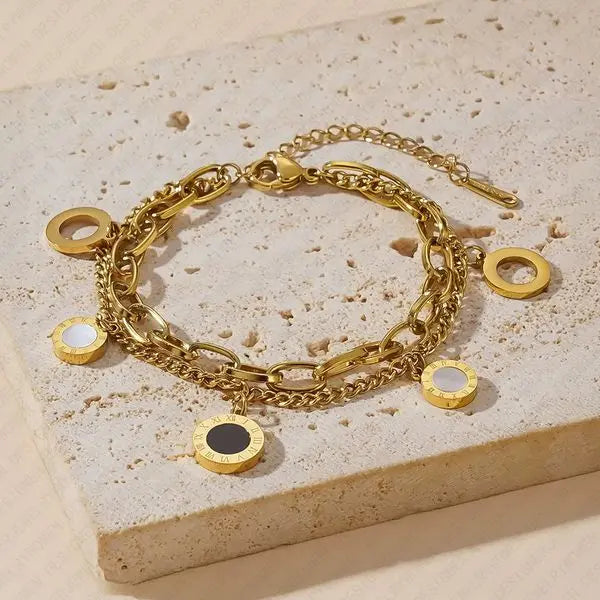 Designer Bracelet for Women Roman Numeral Bracelets Gold Hollow Tassel Bangle Double Sided Shell Bangles Luxury Jewlery Designer for Women Great Shopping 4You