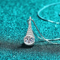 Chic S925 Sterling Silver Moissanite Chain Necklace With Sleek Aquatic-Drop Accent Great Shopping 4You