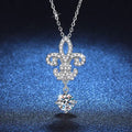 S925 Sterling Silver Moissanite Necklace with 1ct D-Color Moissanite, Crown and Iris Flower Design, Elegant and Timeless Pendant for Women Great Shopping 4You