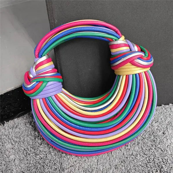 Luxury bag designer bag Handcrafted Designer Wristlet Bag: Elegant Handwoven Knots Detachable Noodle Strap Opulent Aesthetic Refined Minimalism Great Shopping 4You