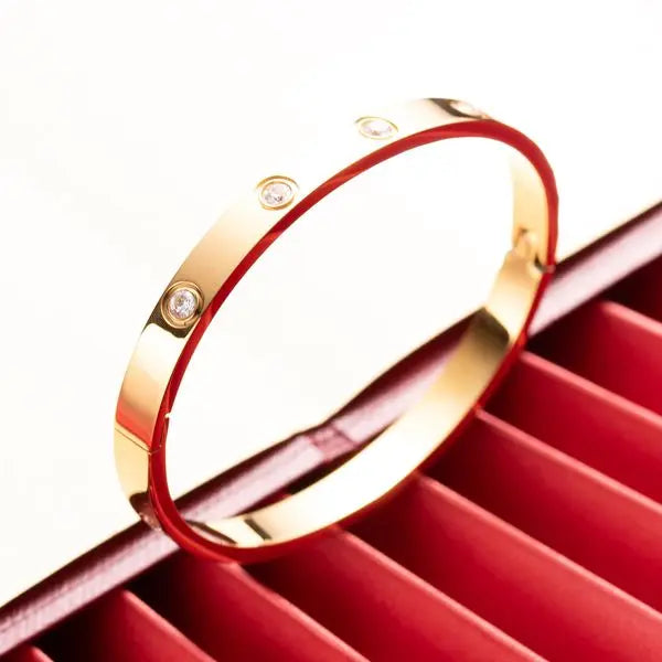 Fashion Lock Bangle 18K Gold Plated Stainless Steel Classic Style with Clasp Closure Slim and Regular Versions Size Options 17 and 19 Included Great Shopping 4You