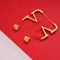 Shiny Small Girl Boys Simple Designer Letter Heart Square Stud 18K Gold Silver Earrings Woman Man Jewelry Gift Daily Outfit Great Shopping 4You