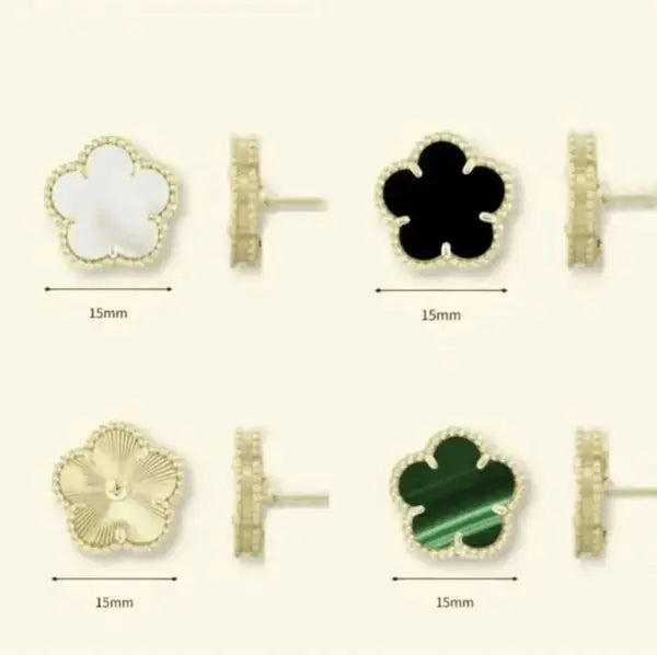 Designer Earrings - Retro Four-Leaf Clover Pattern Earrings -Four-Leaf Clover Mother-of-Pearl Stainless Steel Gold Earrings Quality Version Does Not Fade Great Shopping 4You