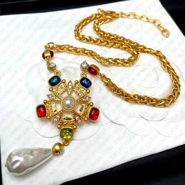 Exquisite Antique Style Necklace and Necklaces Chain Link Jewelry Jewellery Pendant Colorful Gemstone Luxury Gift Creative Design High End Craftsmanship Great Shopping 4You