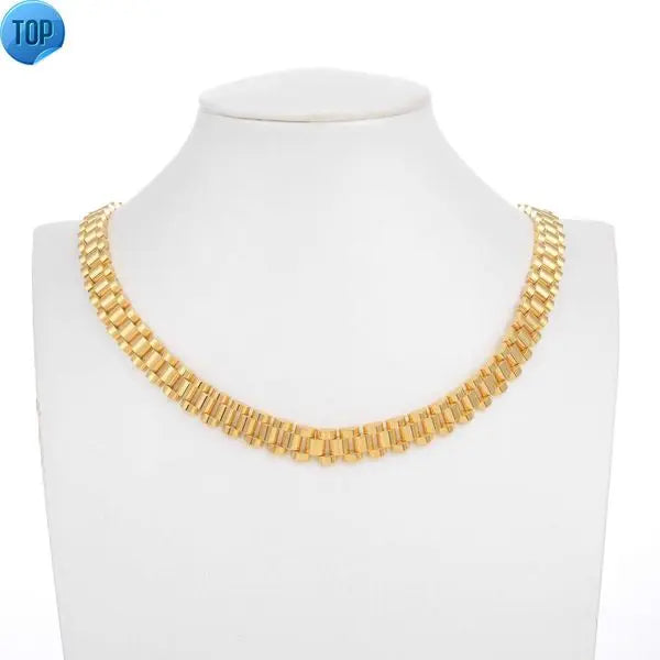 10mm*56cm Hip Hop Thick Gold Black Titanium Steel Statement Necklace Chunky Stainless Steel Link Chains Watch Band Necklace Great Shopping 4You
