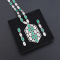 Creative Fashion Geometric Honeycomb Necklace Earrings Set Versatile Gold-Plated Colorful Stone Women's Elegant Sweater Chain Wholesale Great Shopping 4You