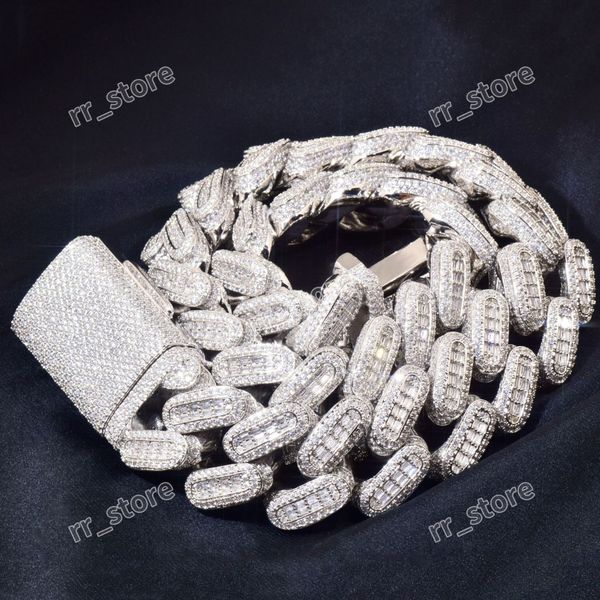 Big Heavy Mens Necklace Vvs Moissanite Baguette Diamond