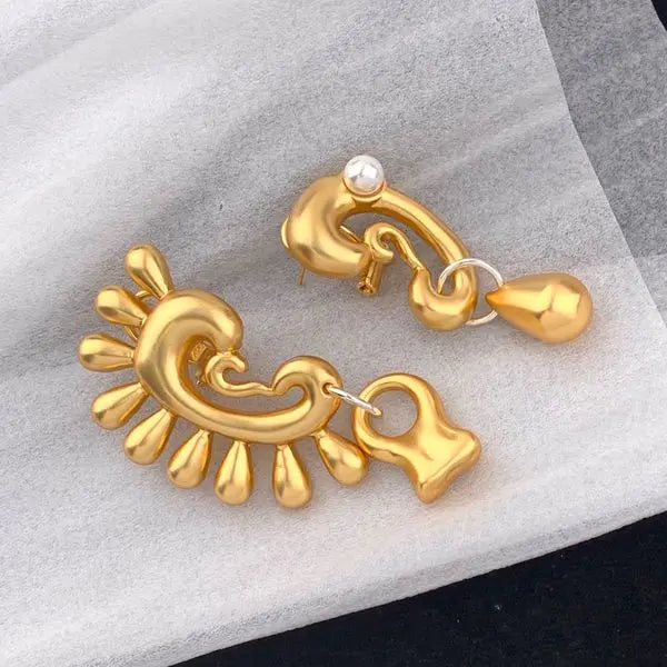 Dual Tone Ear Shape Stud Earrings Artistic Anatomy Design Unique Abstract Jewelry with Electroplated Finish Creative Gift Great Shopping 4You