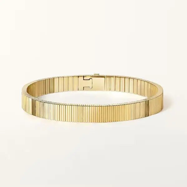 V-Gold 18K Gold Bracelet - Thick Designer Open Style Bangle for Men and Women - Wedding Jewelry with Gift Box Great Shopping 4You