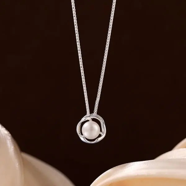 Sterling Silver Pearl Necklace for Women Dainty Clavicle Chain Minimalist Jewelry Great Shopping 4You