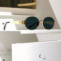 Sunglasses for Women Womens Triomphe Oval 40235 Women Metal Mirror Legs Green Lens Sunglasses Retro Small Round Frame Sexy Little Wom s Great Shopping 4You