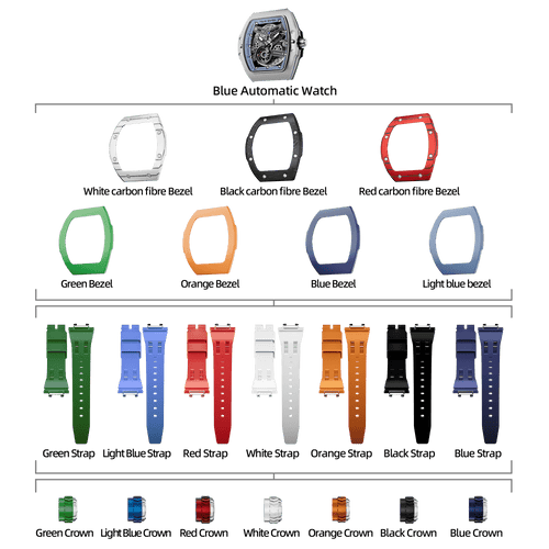 Atomic-Interchangeable Automatic Watch Combo (7-in-1)（IT） - Silver Blue / Mixed Material TSAR BOMBA Watch