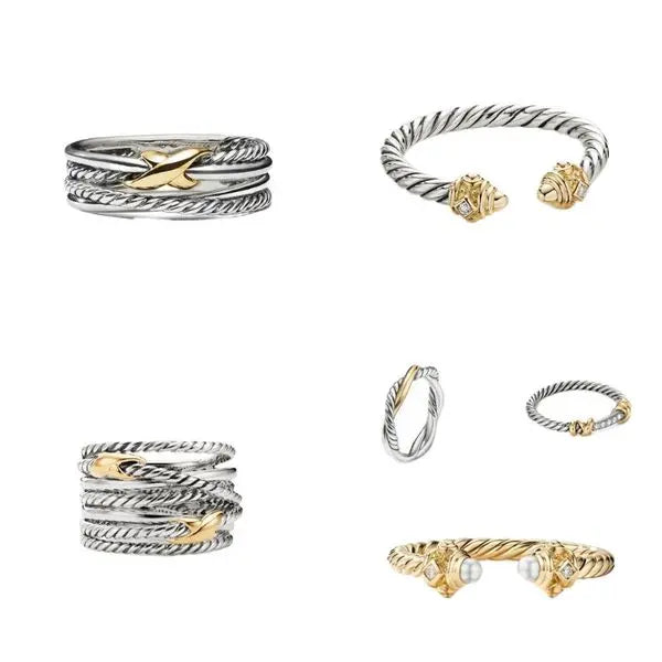 Vintage Ring Men Plated Gold Rings Designer for Women Twisted Braided Diamond Mens Ring Fashionable Punk Jewelry Multilayer High quality Great Shopping 4You