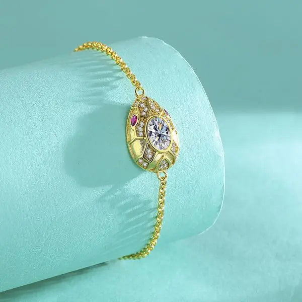 Hot-Selling S925 Sterling Silver Moissanite Snake Head Bracelet, Fashionable Personalized Design, Women's Jewelry Set, High-End Jewelry Great Shopping 4You