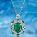 Retro-Chic Designer S925 Jewelry: Stunning Green Emeralda Gemstone Pendants Suspended from Luxurious Chain Great Shopping 4You