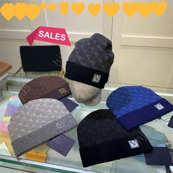 Plaid designer beanie designer hats for men knitted bonnets winter hat fall thermal skull cap ski travel classical luxury beanies brown black grey keep s Great Shopping 4You