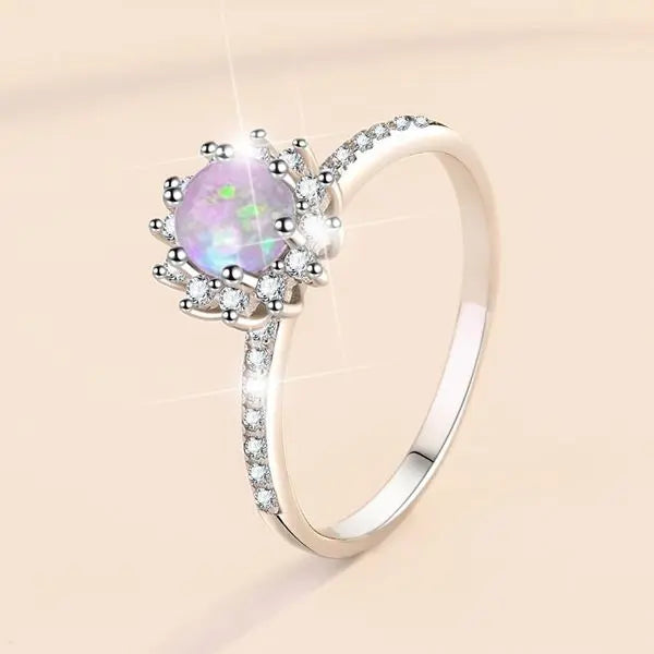 S925 Sterling Silver Moonstone Ring with Opal and Multi-Color Gemstones, Fashionable Jewelry for Women, Perfect for Special Occasions, Cross-Border Wholesale. Great Shopping 4You