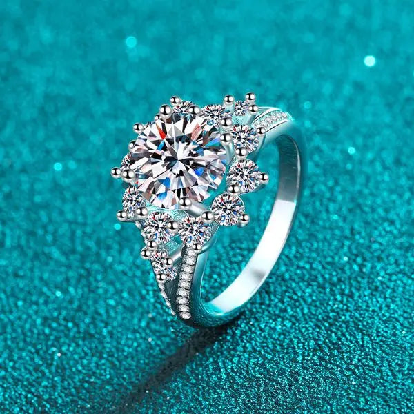 Elegant S925 Sterling Silver 3ct Moissanite Ring with PT950 Gold Plating - Luxury Engagement Ring for Women with Timeless Design Great Shopping 4You