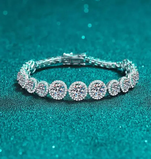 925 Sterling Silver Bracelet with Moissanite Stones, Luxury Gold-Plated Bangle for Women, Adjustable, Wholesale Available Great Shopping 4You