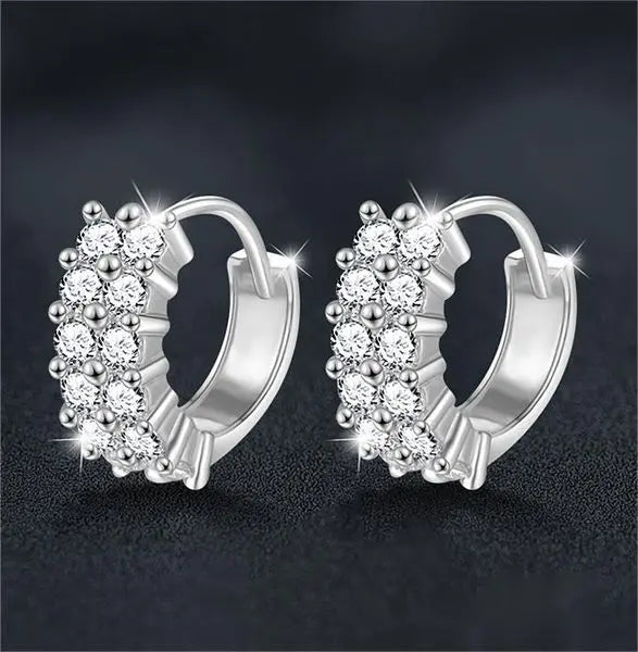 Elegant Double Row Moissanite Earrings - 925 Sterling Silver, Dazzling Sparkle, Hypoallergenic, Perfect Gift for Her Great Shopping 4You