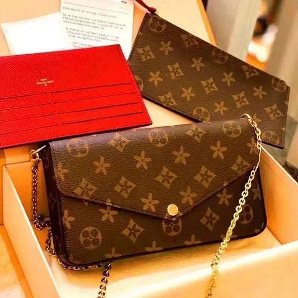 Famous Luxury Designer Women Shoulder Bag Wallet Purse Ladies Handbag Original Box Clutch High Grade Quality Flower Grid Checkers 3pcs louiseitys LVS viutonitys Great Shopping 4You
