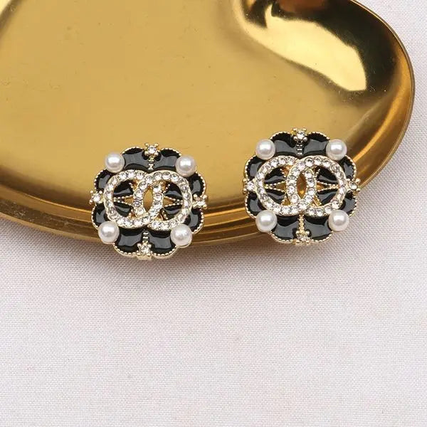 Gold Sier Letters Stud Geometric Earings Designer for Famous Women Long Eardrop inlay Crystal Rhie Pearl Earring Bride Wedding Party Jewerlry Gifts Great Shopping 4You